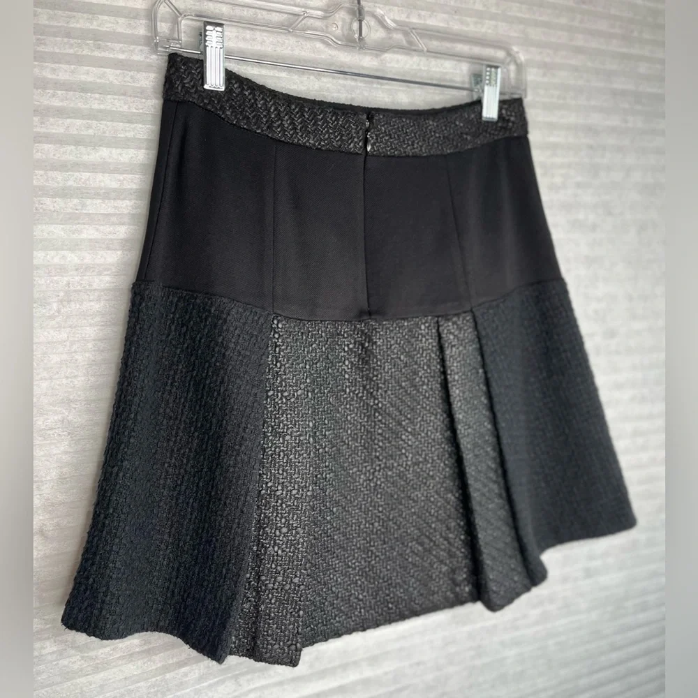Rebecca Taylor Black Tweed Mini Skirt Size 0 Waist 27 - Picture 8 of 11
